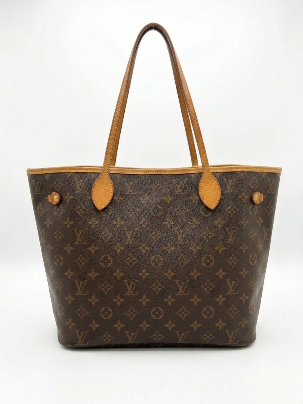 Louis Vuitton Vintage Neverfull MM Brown Monogram Canvas Tote with Tan Leather